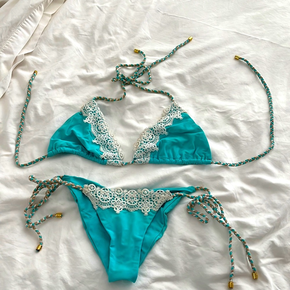 Super luxurious triangle, top two piece, bikini by Beach Bunny.